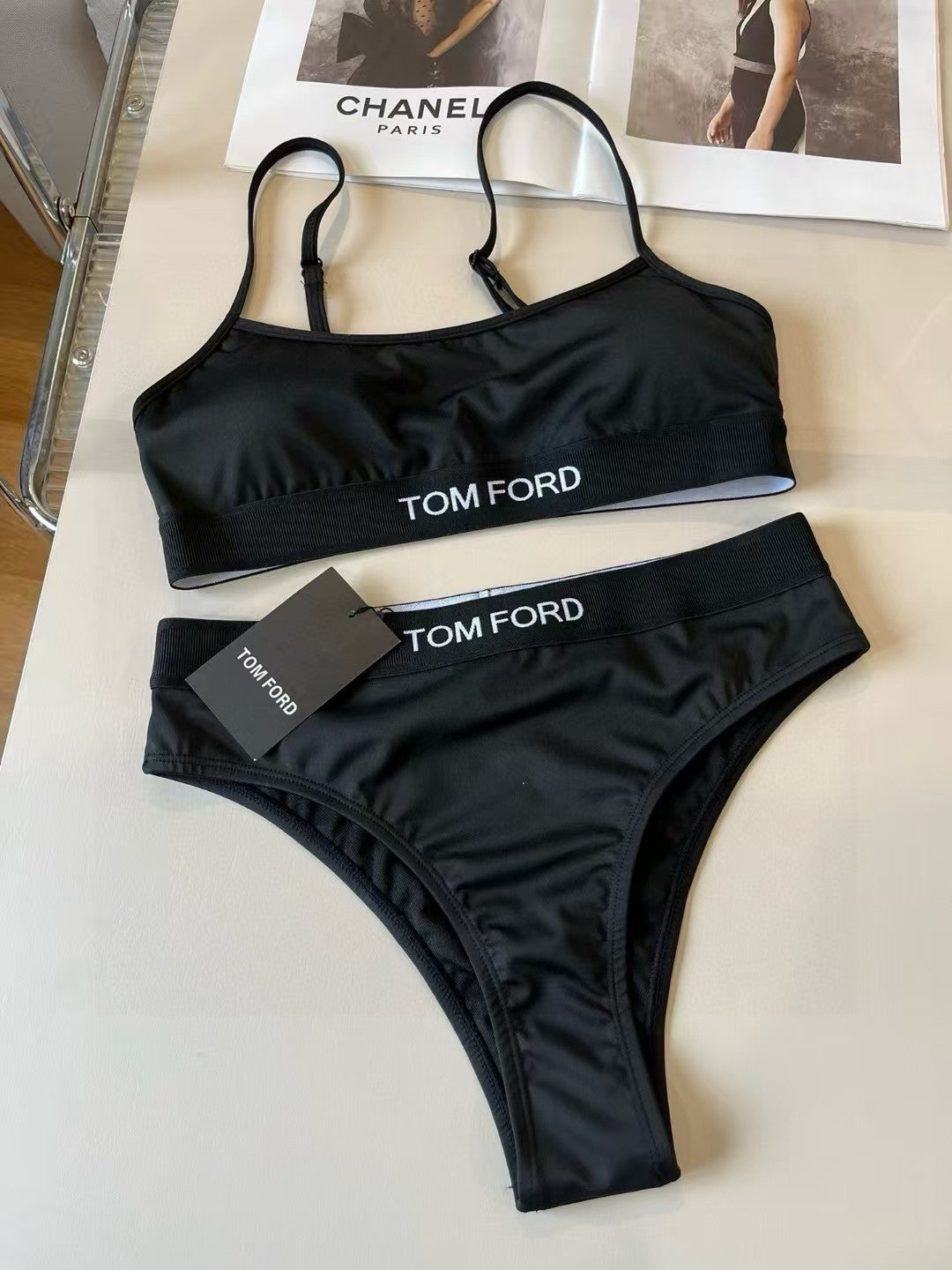 Ebony Icon Bikini Set – Luxe Sports Bra & High-Waist Bottom