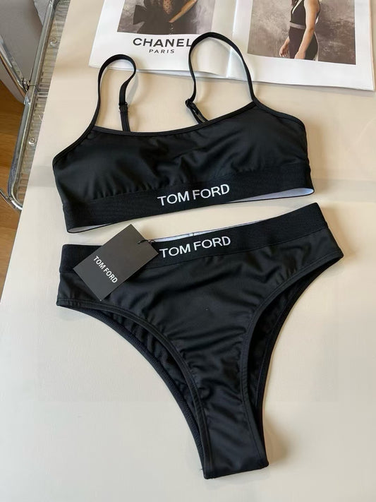 Ebony Icon Bikini Set – Luxe Sports Bra & High-Waist Bottom