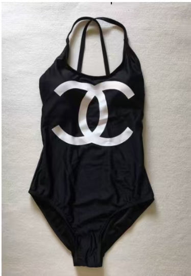 Black & White CC Swimsuit Elegant Women's One Piece Bathing Suit