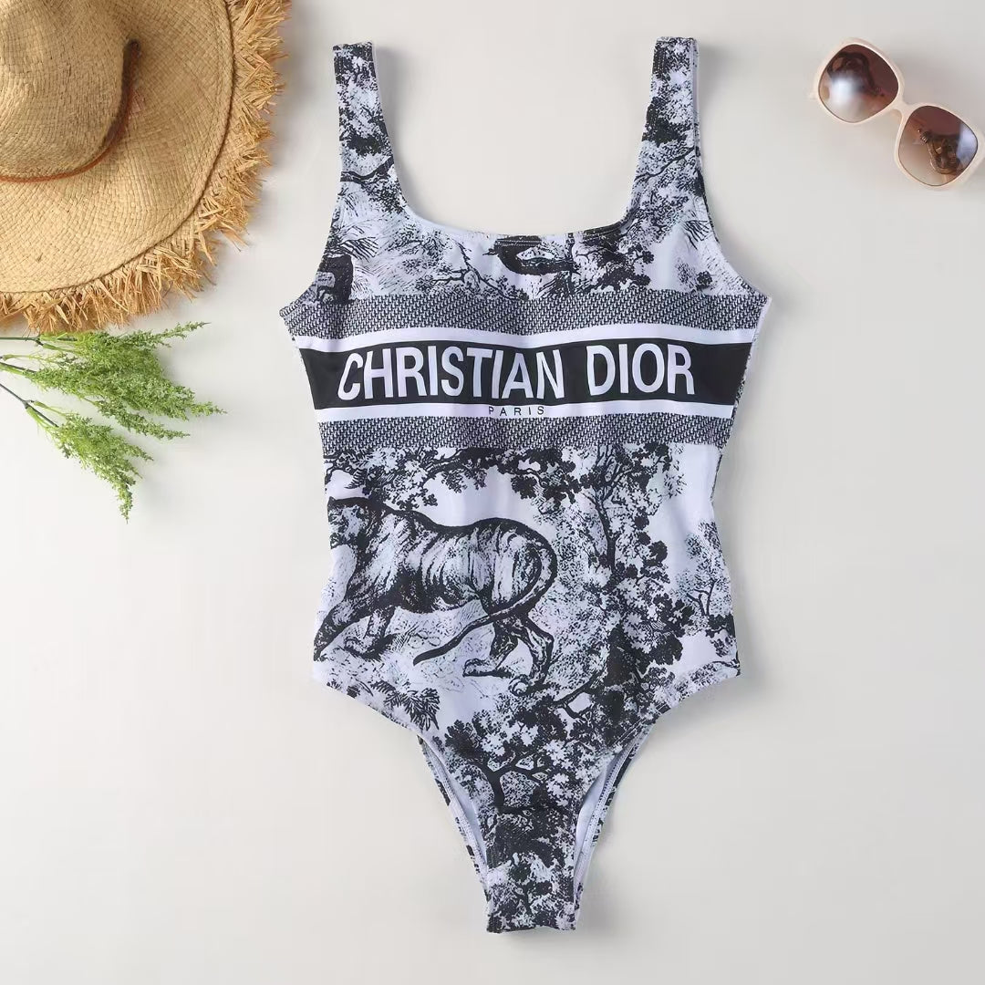 Luxury Monochrome High Cut One Piece Swimsuit Sculpting Fit