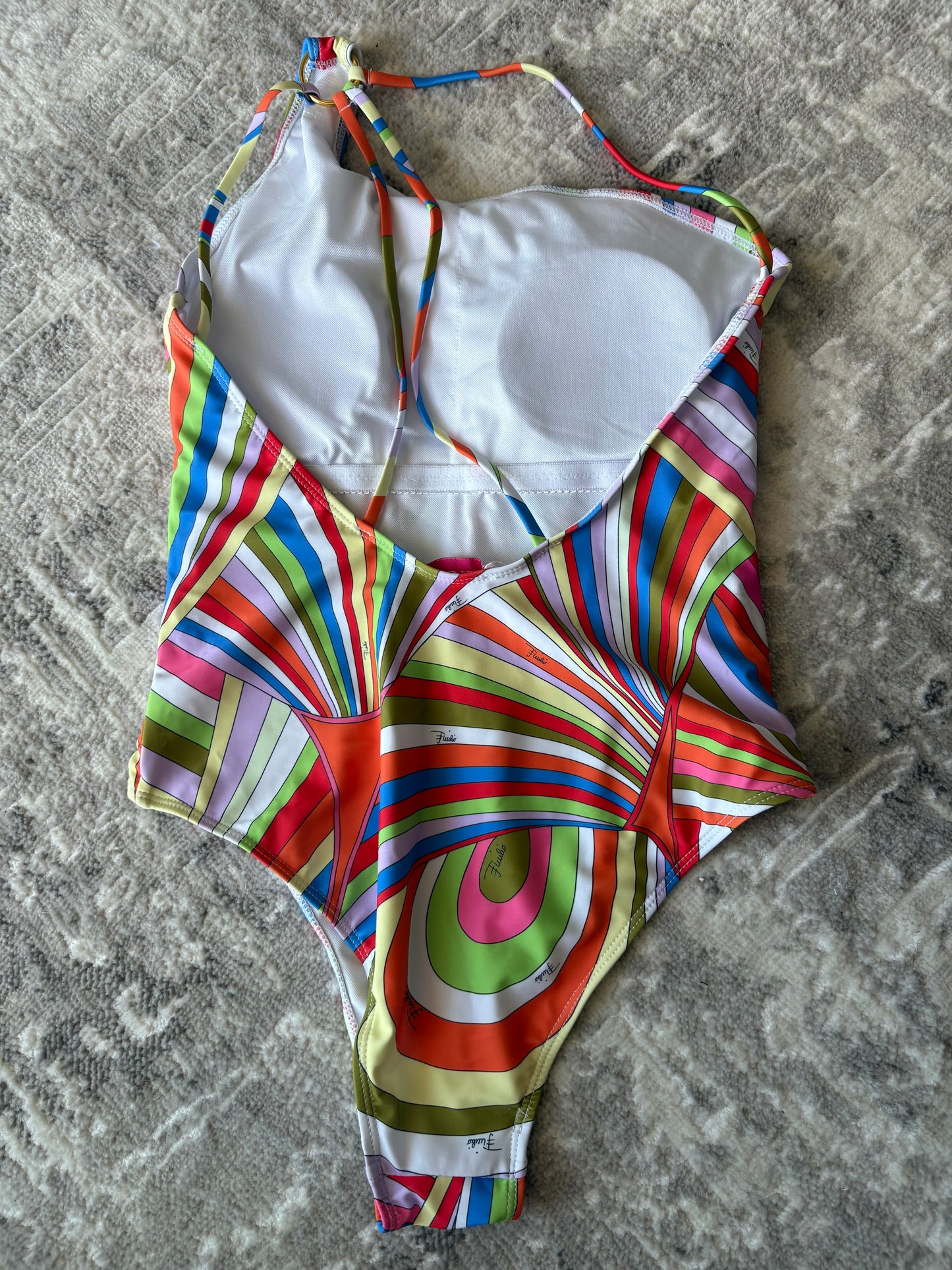 Rainbow Swirl One Shoulder Swimsuit Swimwear