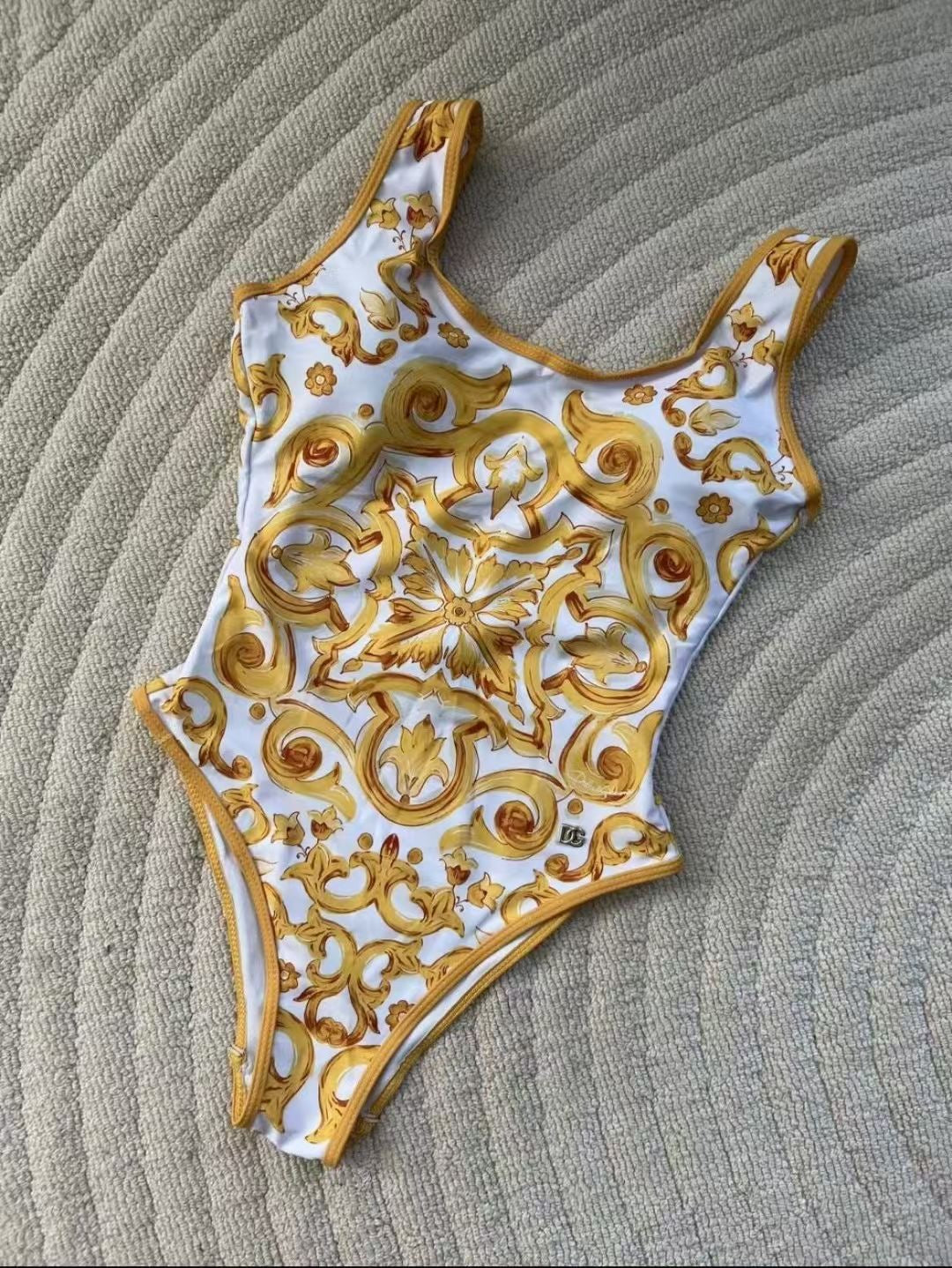 Gold Baroque One Piece Swimsuit